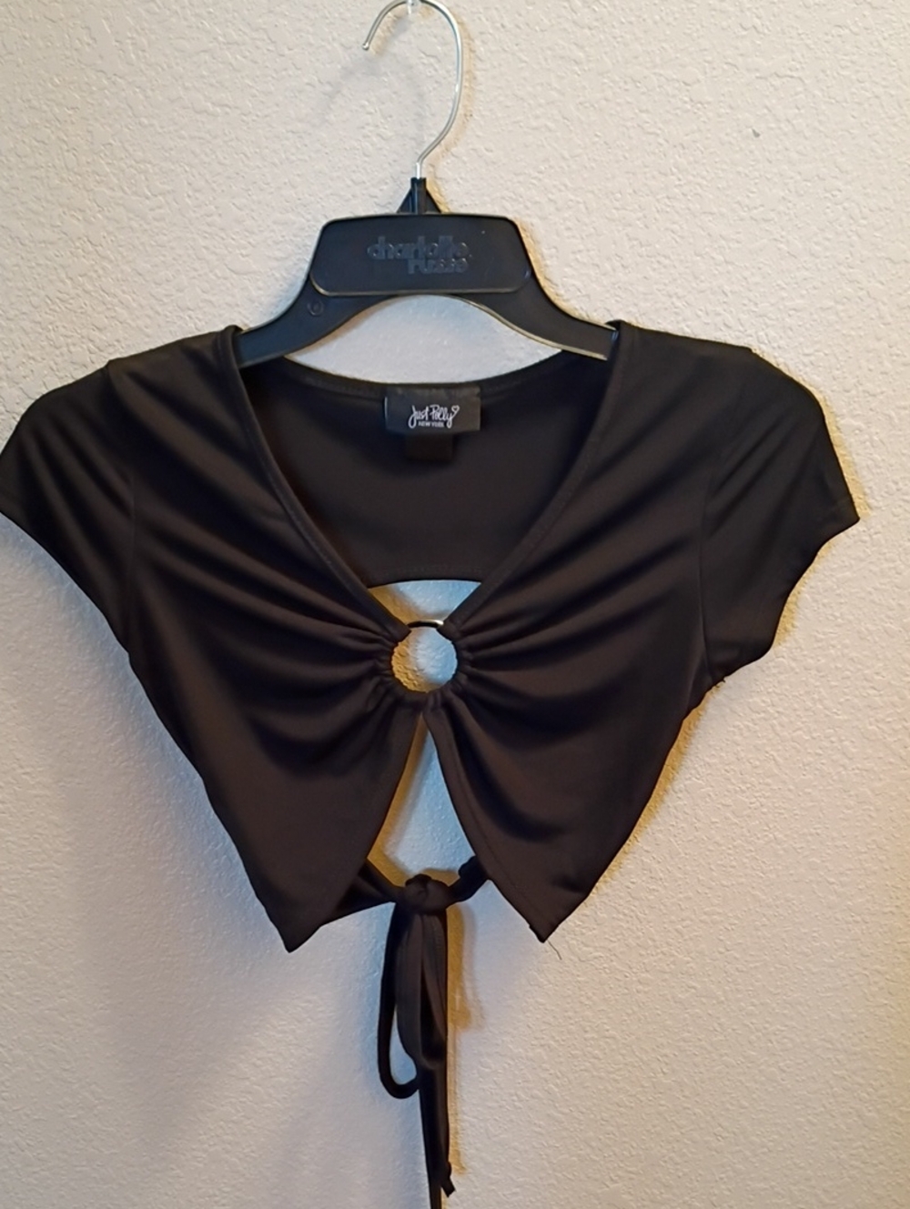Just Rhyse Black Ring-Tie Crop Top